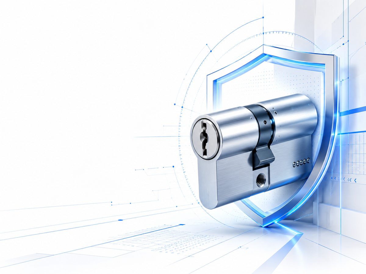 High-security lock cylinder protected by a digital shield, fitted by Fort Secure in Otley
